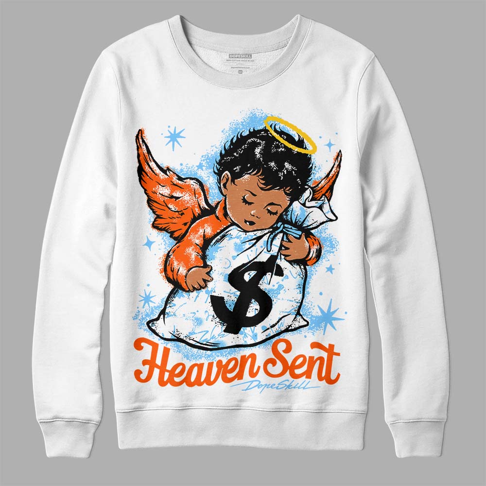 Dunk Low Futura University Blue DopeSkill Sweatshirt Heaven Sent Graphic Streetwear - White