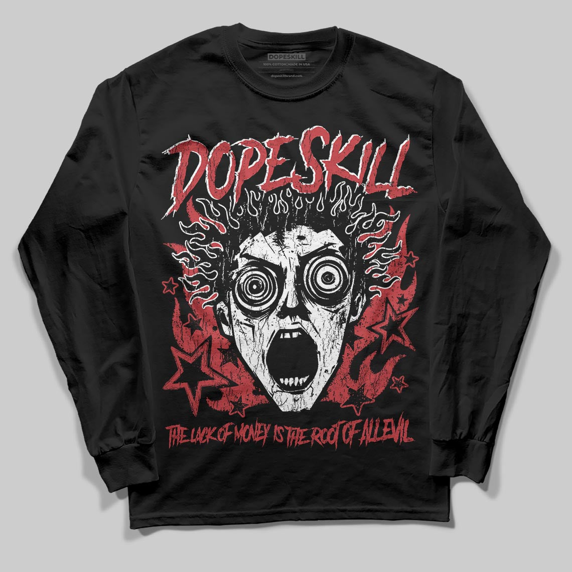 Red Sneakers DopeSkill Long Sleeve T-Shirt Root of Evil Graphic Streetwear - Black