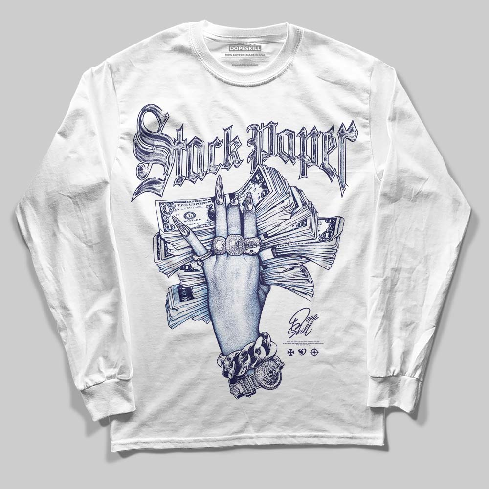 University Blue Sneakers DopeSkill Long Sleeve T-Shirt Stack Paper Graphic Streetwear - White 