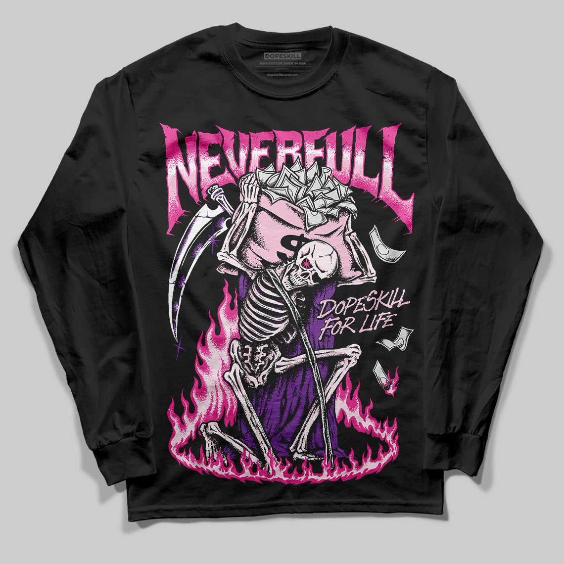 Pink Sneakers DopeSkill Long Sleeve T-Shirt NeverFull Graphic Streetwear - Black