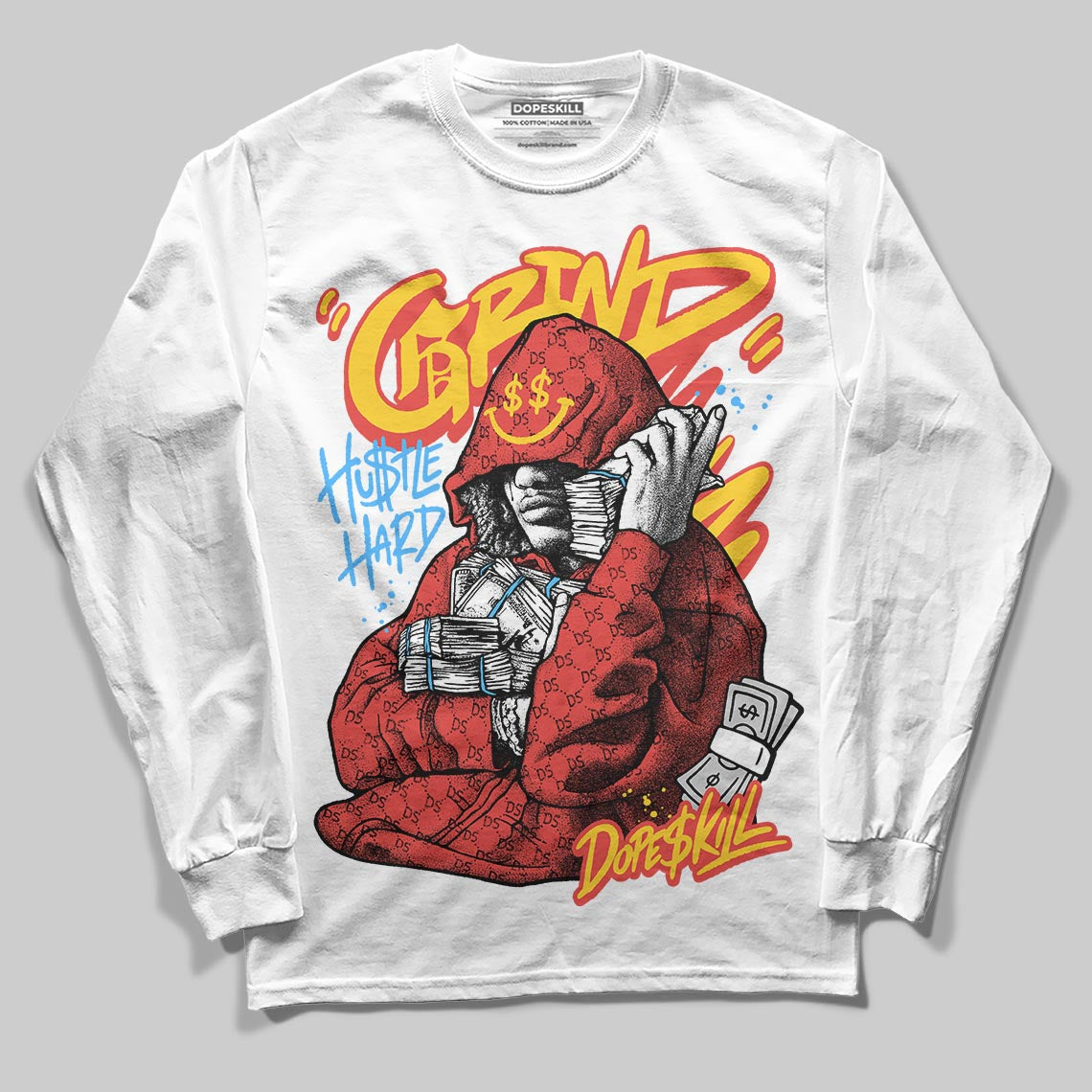 Red Sneakers DopeSkill Long Sleeve T-Shirt Grind Pray Graphic Streetwear - White 