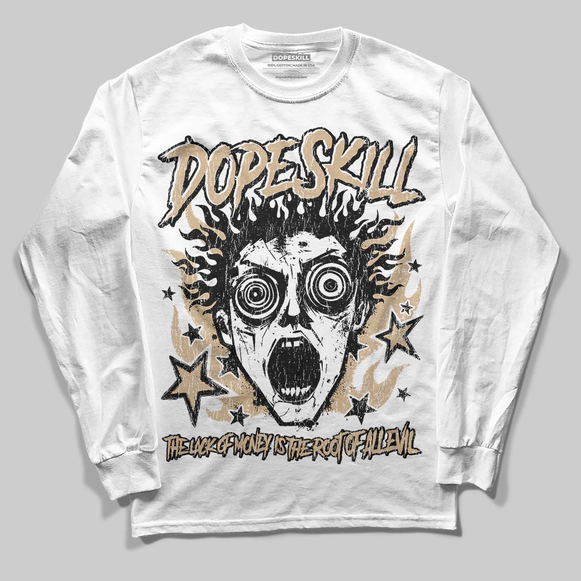 TAN Sneakers DopeSkill Long Sleeve T-Shirt Root of Evil Graphic Streetwear - White