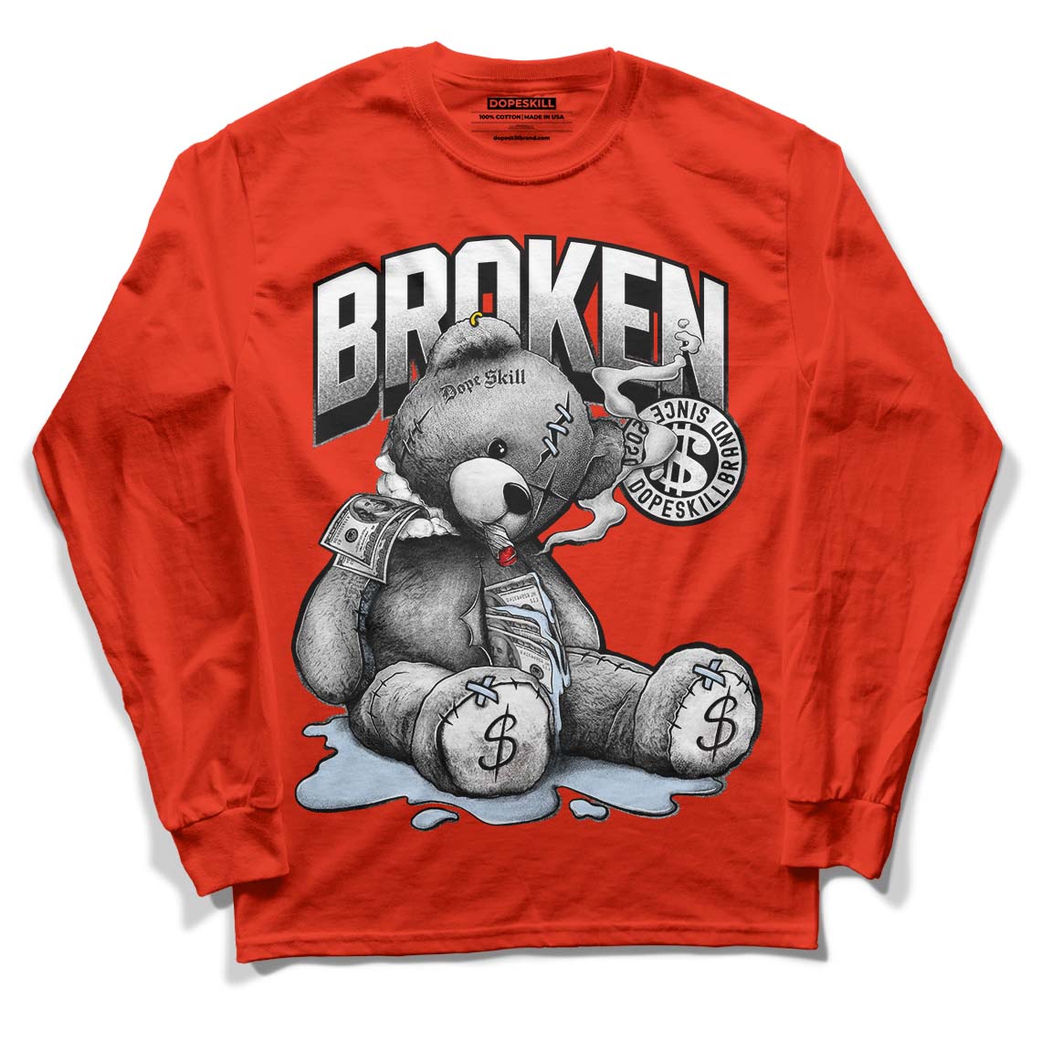 Jordan 6 Retro Toro Bravo DopeSkill Varsity Red Long Sleeve T-Shirt Sick Bear Graphic Streetwear