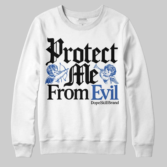 Awake NY x Jordan 5 Retro 'Black Racer Blue' DopeSkill Sweatshirt Protect Me From Evil Graphic Streetwear  White