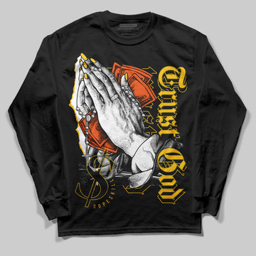 Yellow Sneakers DopeSkill Long Sleeve T-Shirt Trust God Graphic Streetwear - Black