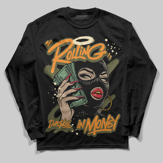 Olive Sneakers DopeSkill Long Sleeve T-Shirt Rolling in Money Graphic Streetwear - Black