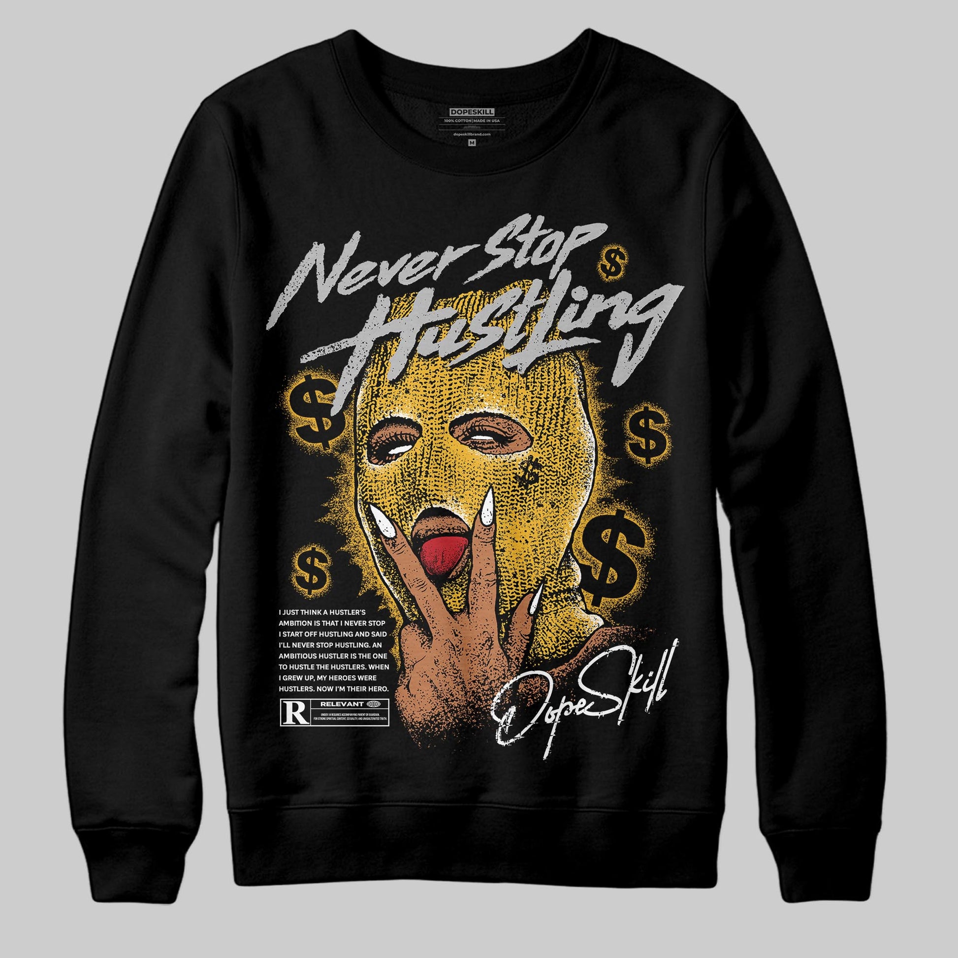 Jordan 5 'Tokyo' DopeSkill Sweatshirt Never Stop Hustling Graphic Streetwear - Black