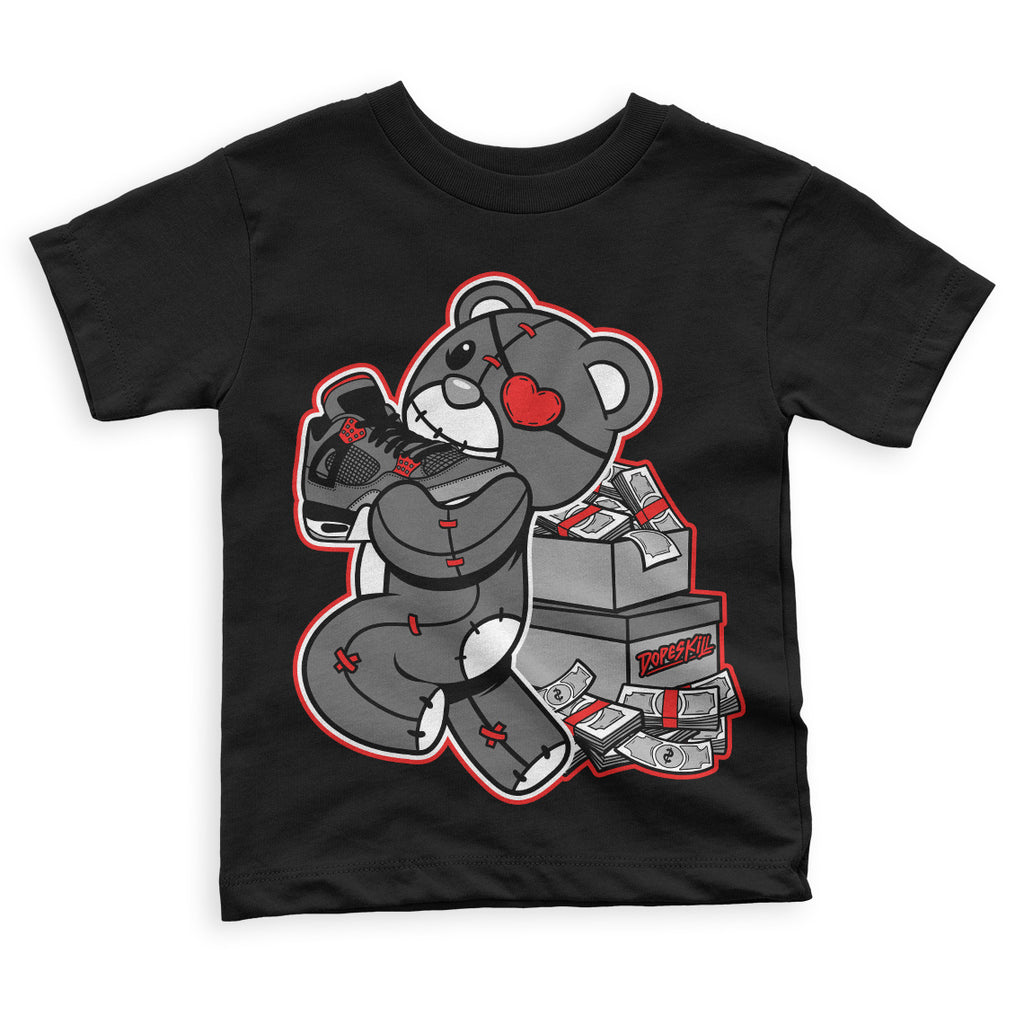 Jordan 4 Infrared DopeSkill Toddler Kids T-shirt Bear Steals Sneaker Graphic Streetwear - Black