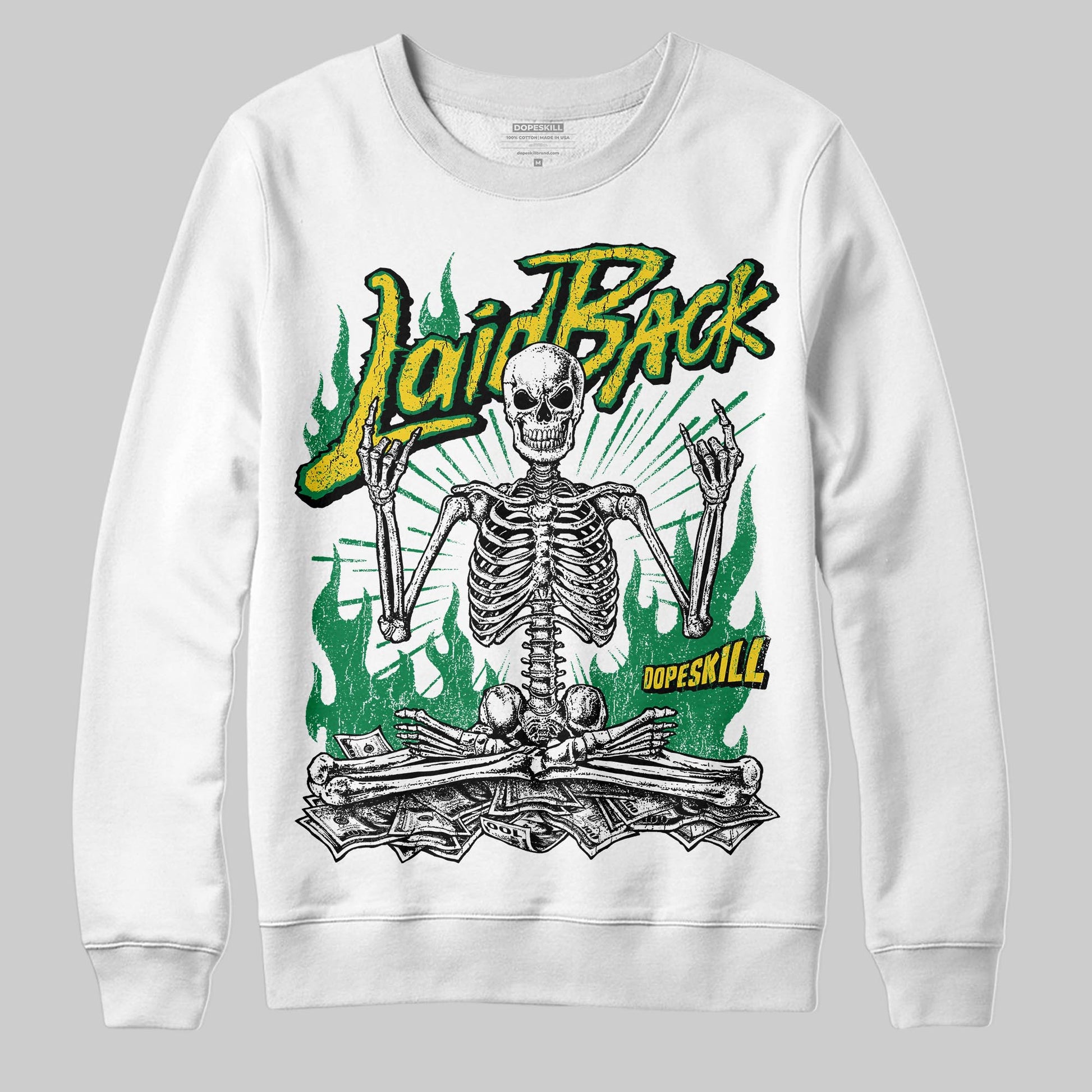 Green Sneakers DopeSkill Sweatshirt Laid Back Graphic Streetwear - White