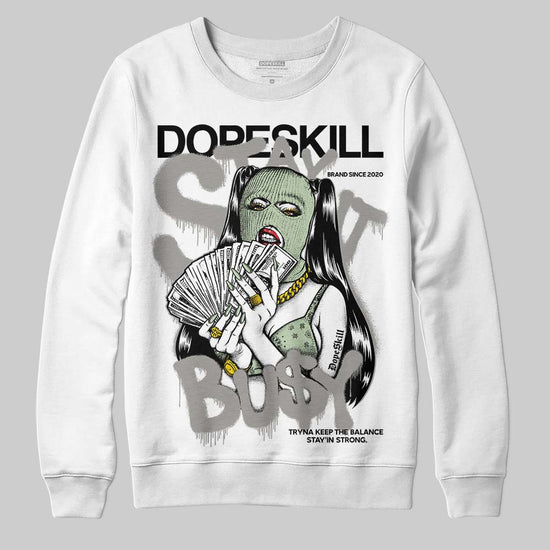 Jordan 4 WMNS “Seafoam” (2025) DopeSkill Sweatshirt Stay It Busy Graphic Streetwear - White