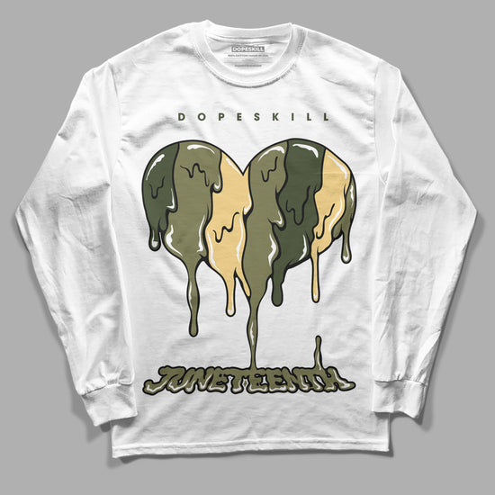 Jordan 4 Retro SE Craft Medium Olive DopeSkill Long Sleeve T-Shirt Juneteenth Heart Graphic Streetwear - White