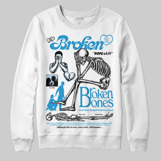 Jordan 4 Denim “Worn Blue” DopeSkill Sweatshirt Broken Bones Graphic Streetwear - White 