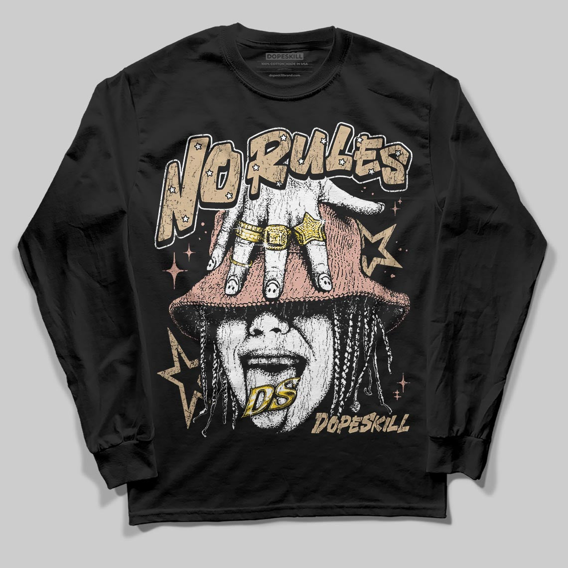 TAN Sneakers DopeSkill Long Sleeve T-Shirt No Rules Graphic Streetwear - Black