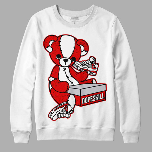 Jordan 4 Retro Red Cement DopeSkill Sweatshirt Sneakerhead BEAR Graphic Streetwear - White