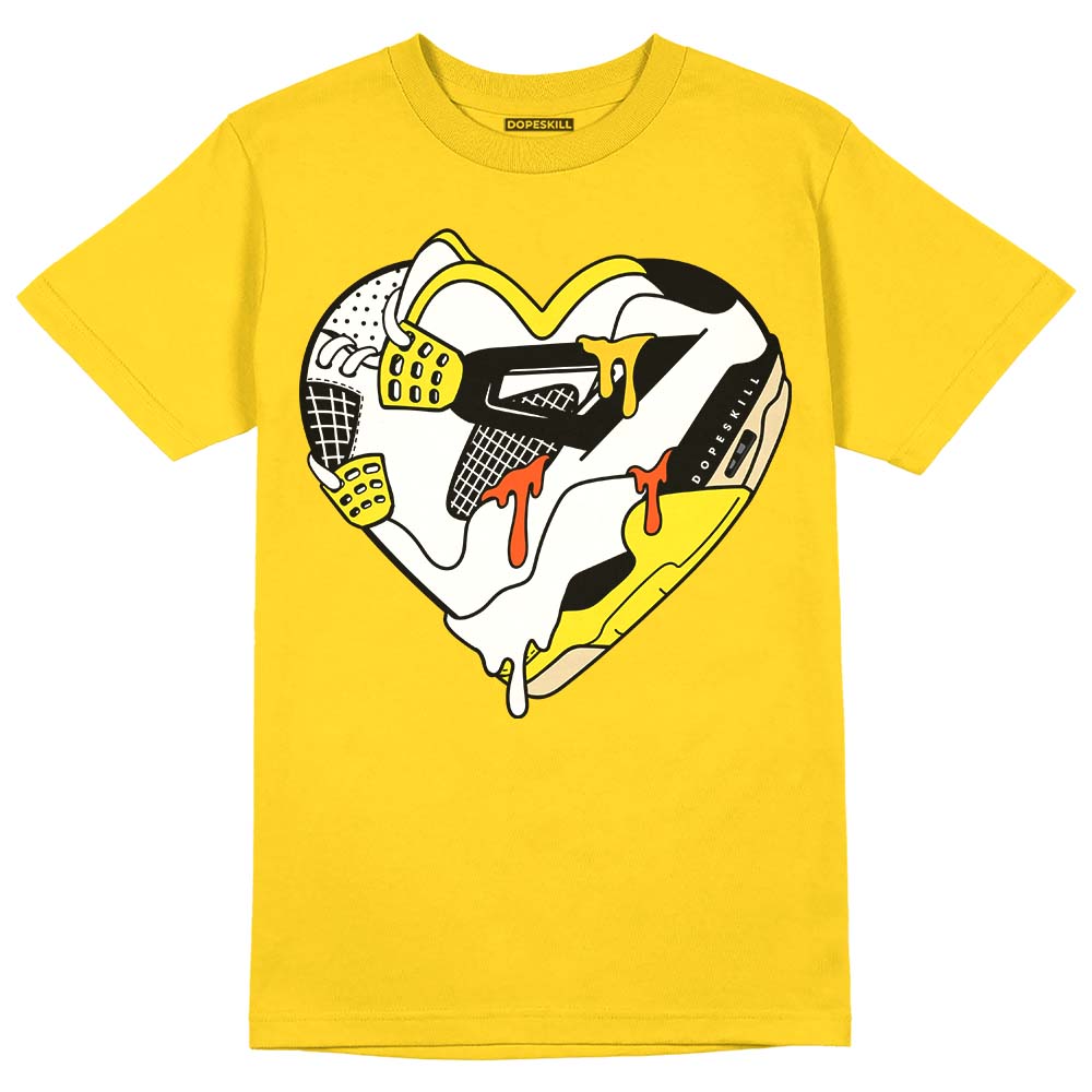 Jordan 4 Retro “Vivid Sulfur” DopeSkill Yellow T-shirt Heart Jordan 4 Graphic Streetwear 