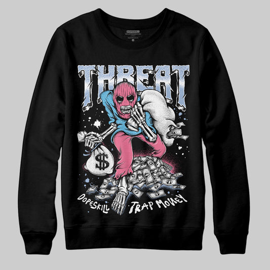 Jordan 3 GS “Denim/Pink Glow” DopeSkill Sweatshirt Threat Graphic Streetwear - Black