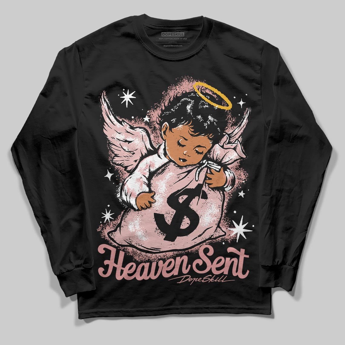 Jordan 40 “Dusty Rose” DopeSkill Long Sleeve T-Shirt Heaven Sent Graphic Streetwear - Black