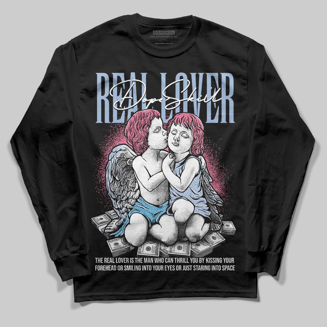 Jordan 3 GS “Denim/Pink Glow” DopeSkill Long Sleeve T-Shirt Real Lover Graphic Streetwear - Black