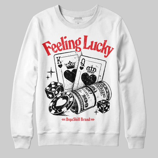 Black and White Sneakers DopeSkill Sweatshirt Feeling Lucky Graphic Streetwear - White
