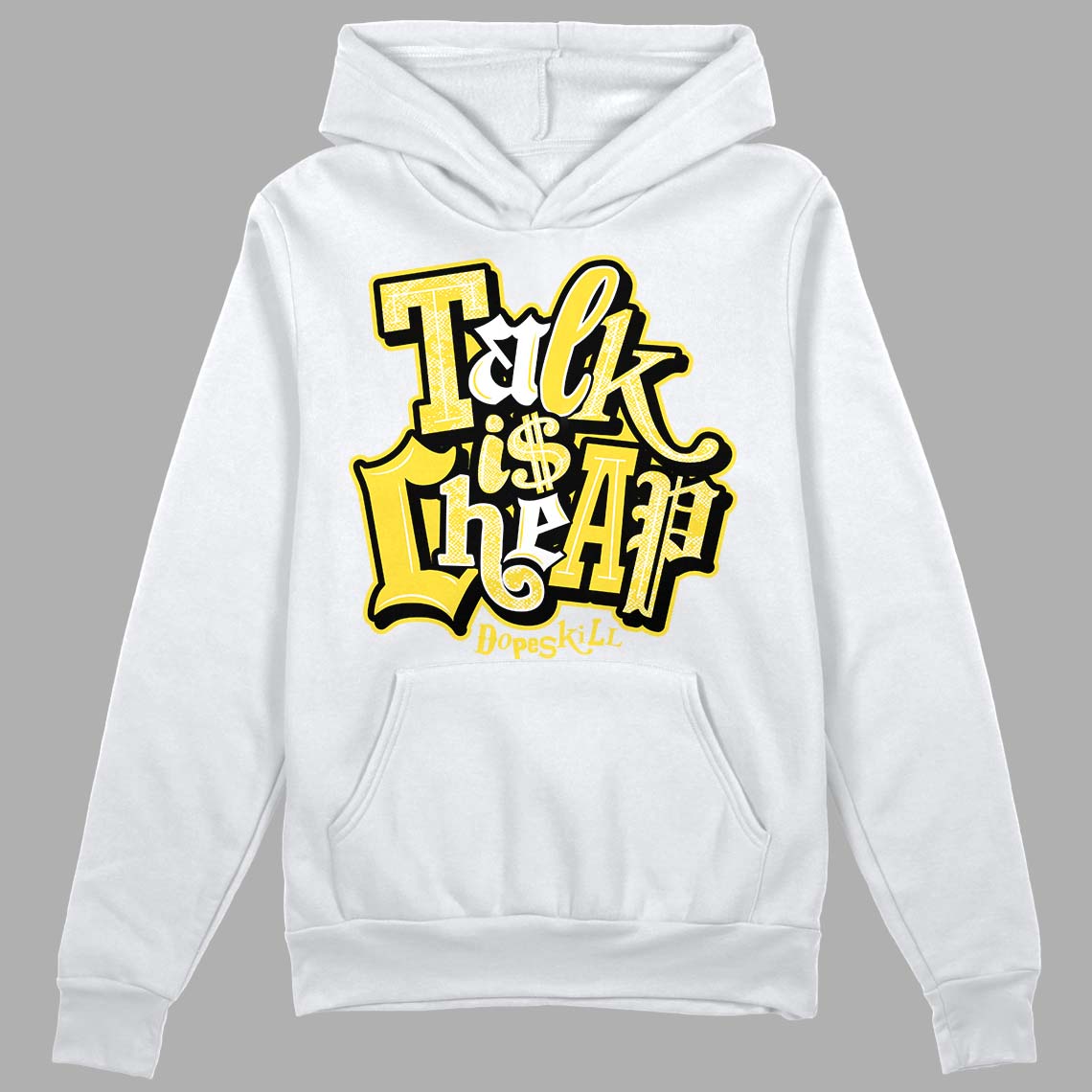 Jordan 11 Low 'Yellow Snakeskin' DopeSkill Hoodie Sweatshirt Talk Is Chip Graphic Streetwear - White