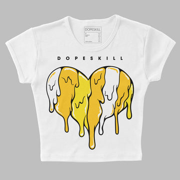 Jordan 4 Retro “Vivid Sulfur” DopeSkill Women's Crop Top Slime Drip Heart Graphic Streetwear - White 