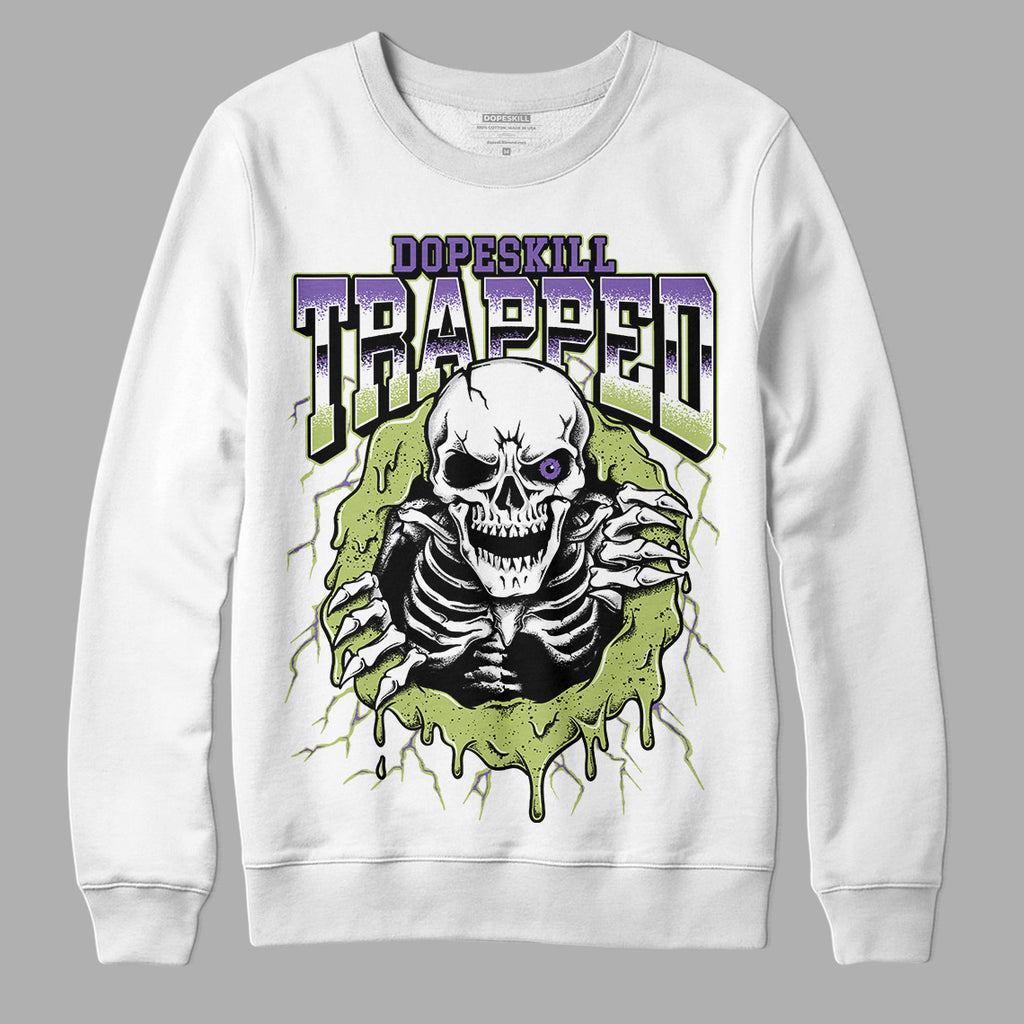 Jordan 4 Canyon Purple DopeSkill Sweatshirt Trapped Halloween Graphic Streetwear - White 