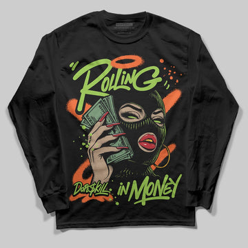 Neon Green Sneakers DopeSkill Long Sleeve T-Shirt Rolling in Money Graphic Streetwear - Black
