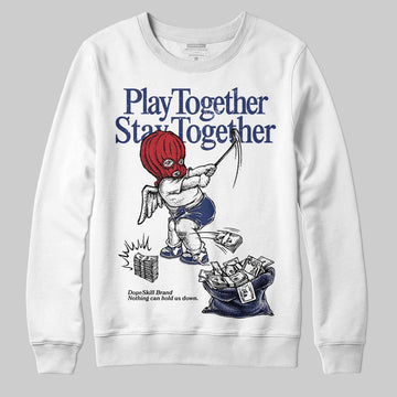 Jordan 1 High OG Rare Air "Deep Royal Blue" DopeSkill Sweatshirt Play together, Stay together Graphic Streetwear - White
