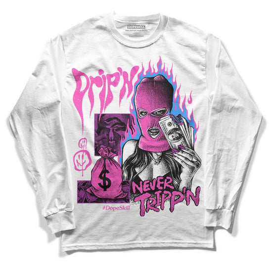 Jordan 4 GS “Hyper Violet” DopeSkill Long Sleeve T-Shirt Drip'n Never Tripp'n Graphic Streetwear - White