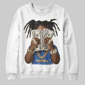 Jordan 1 Low Travis Scott x Fragment DopeSkill Sweatshirt Rich Youth Graphic Streetwear - White
