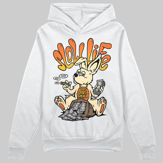 Orange, Black and White Sneakers DopeSkill Hoodie Sweatshirt Slow Life Graphic Streetwear - White
