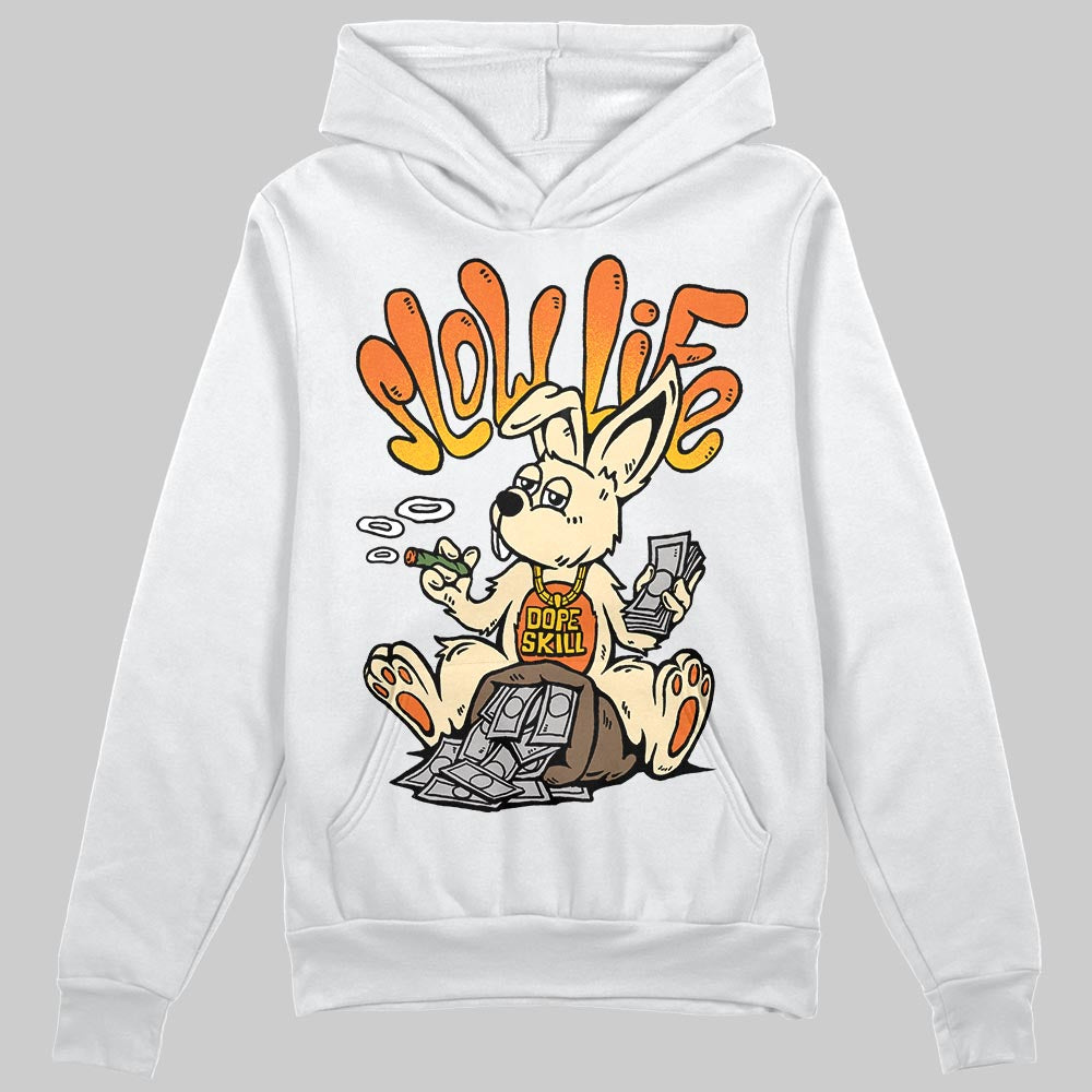 Orange, Black and White Sneakers DopeSkill Hoodie Sweatshirt Slow Life Graphic Streetwear - White