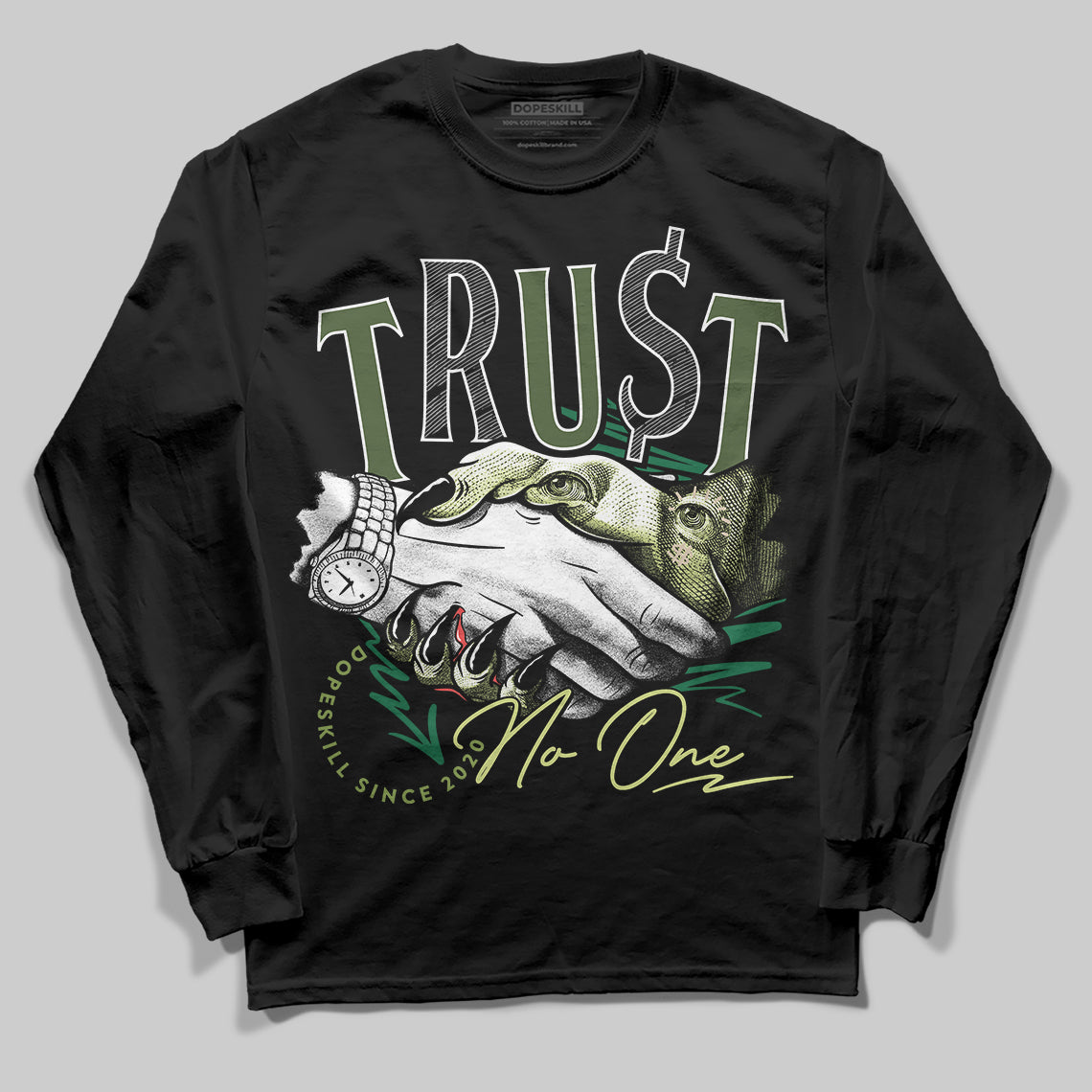 Foamposite Pro 'Pine Green' DopeSkill Long Sleeve T-Shirt Trust No One Graphic Streetwear - Black