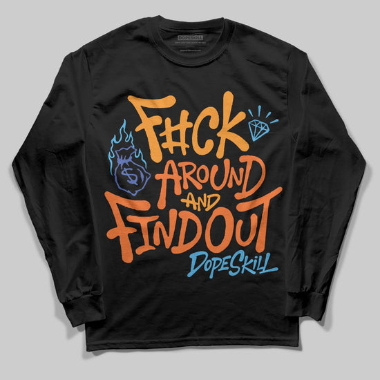 Orange, Black and White Sneakers DopeSkill Long Sleeve T-Shirt F#ck Around And Find Out Graphic Streetwear - Black