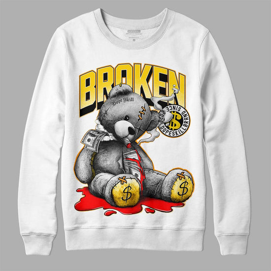 Jordan 6 “Yellow Ochre” DopeSkill Sweatshirt Sick Bear Graphic Streetwear - White