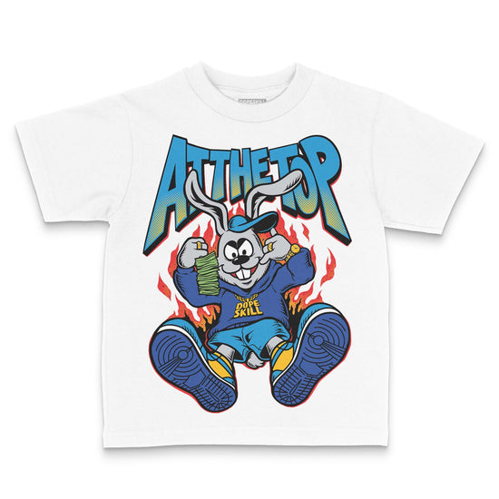 Royal Blue Sneakers DopeSkill Toddler Kids T-shirt At The Top Graphic Streetwear - White