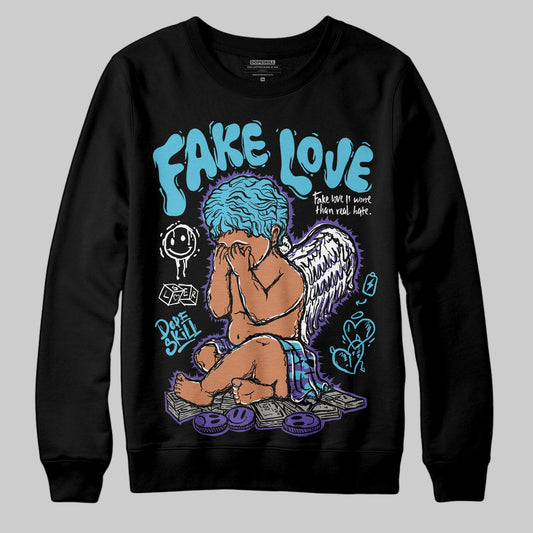 Jordan 8 Retro 'Aqua' 2025 DopeSkill Sweatshirt False Love Graphic Streetwear - Black