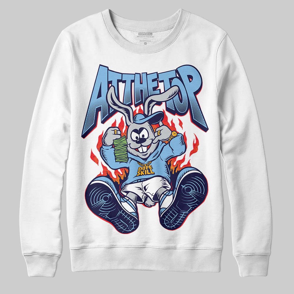 University Blue Sneakers DopeSkill Sweatshirt At The Top Graphic Streetwear - White 