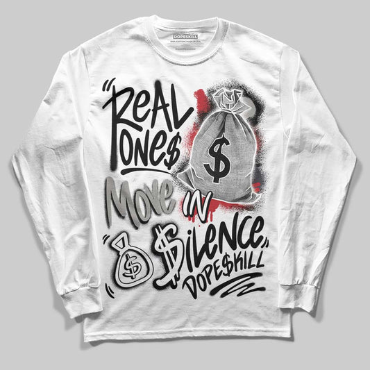 Jordan 3 Retro Black Cat DopeSkill Long Sleeve T-Shirt Real Ones Move In Silence Graphic Streetwear - White