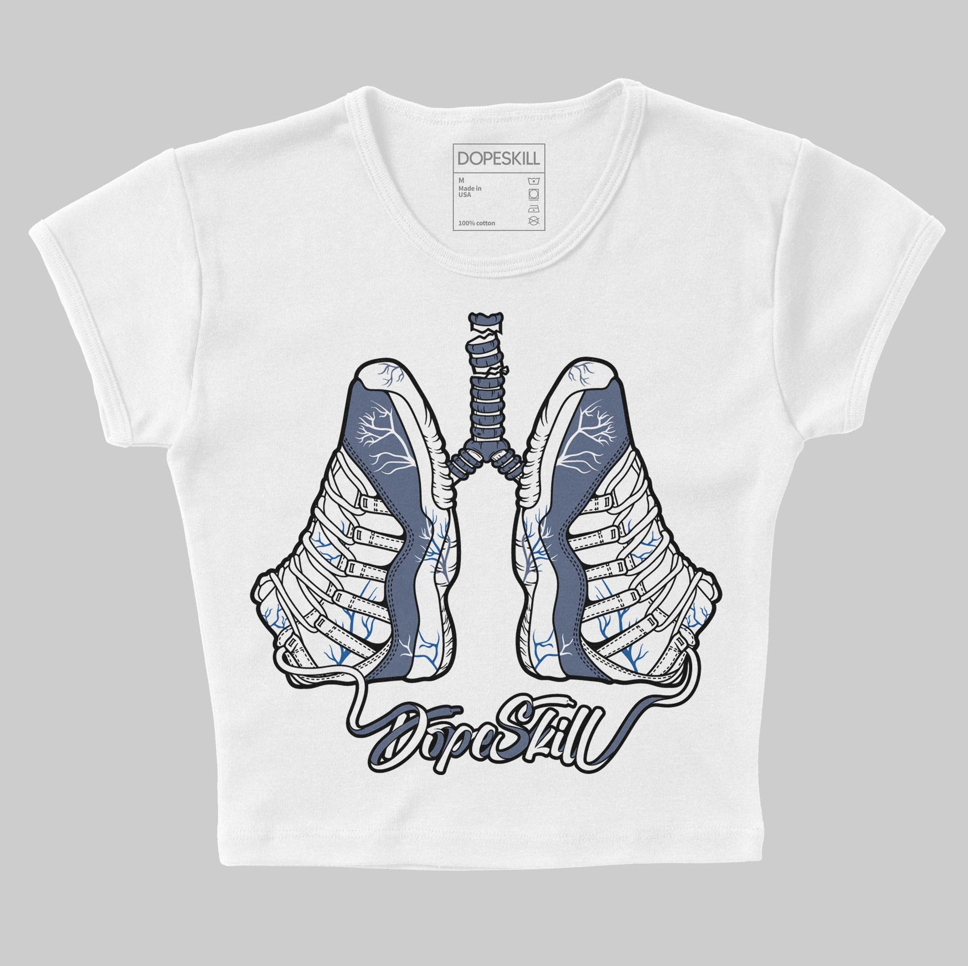 Jordan 11 Retro Low Diffused Blue DopeSkill Women's Crop Top Breathe Graphic Streetwear - White