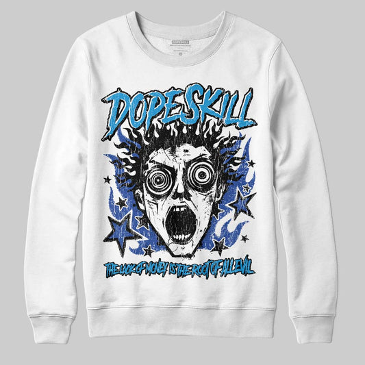 Royal Blue Sneakers DopeSkill Sweatshirt Root of Evil Graphic Streetwear - White