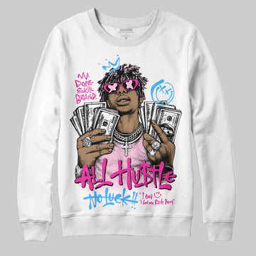 Pink Sneakers DopeSkill Sweatshirt All Hustle No Luck Graphic Streetwear - White