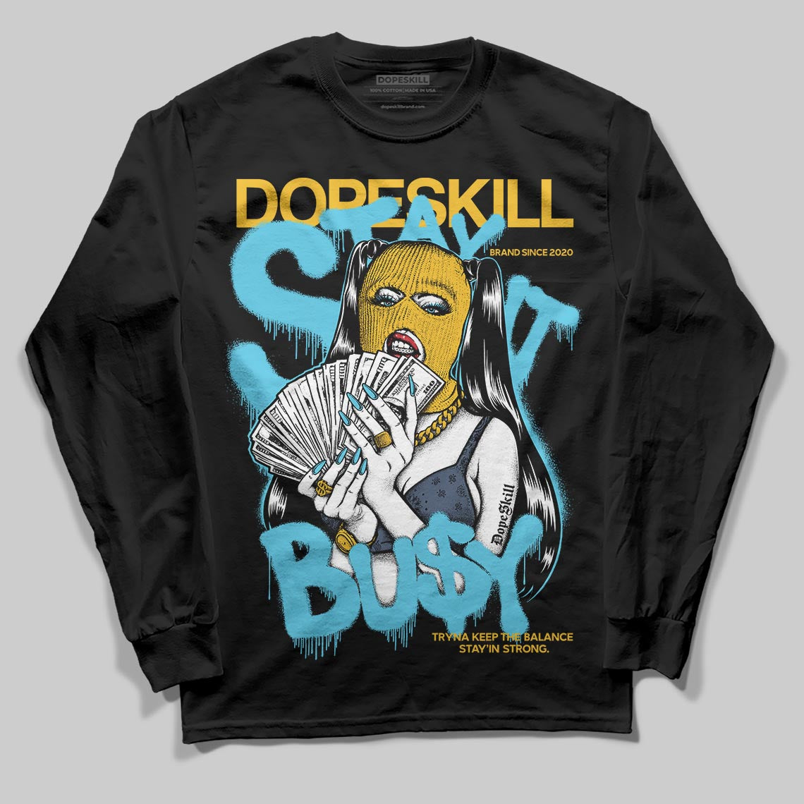 Jordan 11 Retro Gamma Blue (2025) DopeSkill Long Sleeve T-Shirt Stay It Busy Graphic Streetwear - black