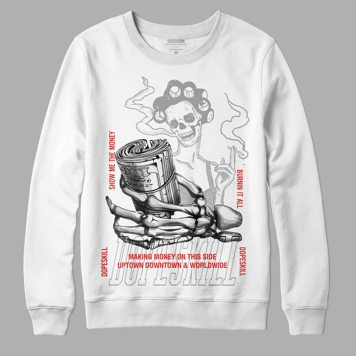 Grey Sneakers  DopeSkill Sweatshirt Show Me The Money Graphic Streetwear - White 