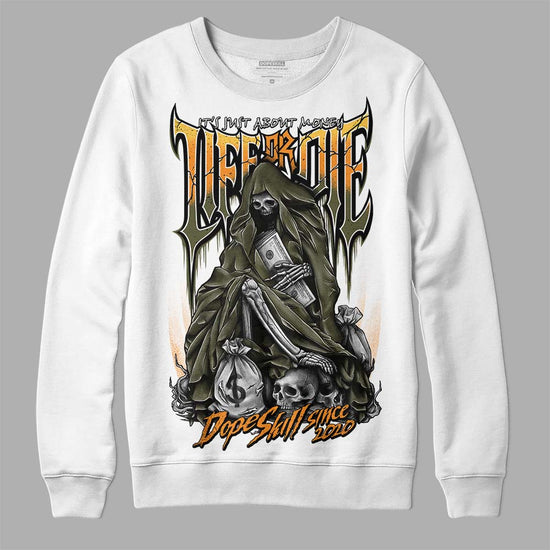 Jordan 5 "Olive" DopeSkill Sweatshirt Life or Die Graphic Streetwear - White