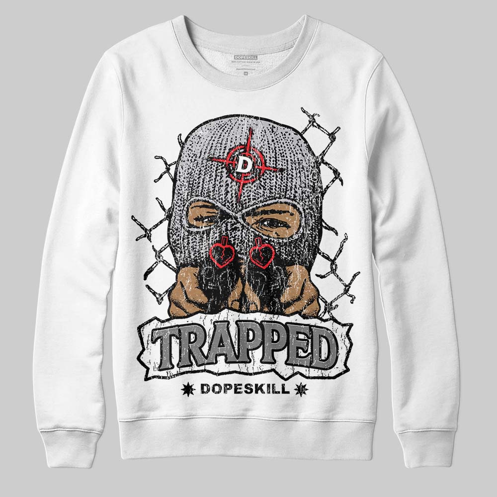 Grey Sneakers DopeSkill Sweatshirt New Trapped Graphic Streetwear - White 