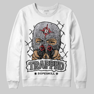 Grey Sneakers DopeSkill Sweatshirt New Trapped Graphic Streetwear - White 
