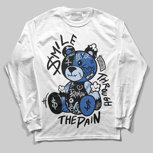 Awake NY x Jordan 5 Retro 'Black Racer Blue' DopeSkill Long Sleeve T-Shirt Smile Through The Pain Graphic Streetwear - White