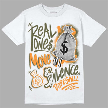 Jordan 5 "Olive" DopeSkill T-Shirt Real Ones Move In Silence Graphic Streetwear - White