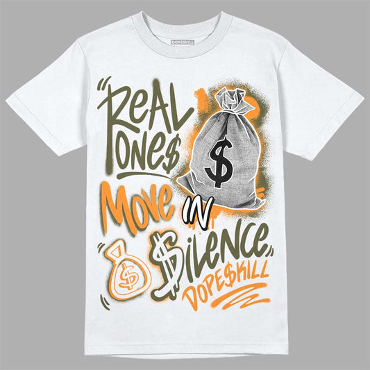 Jordan 5 "Olive" DopeSkill T-Shirt Real Ones Move In Silence Graphic Streetwear - White